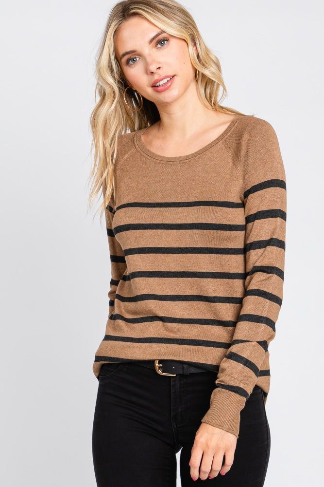 Mocha Striped Knit Long Sleeve Top sold by Pinkblush product image thumbnail 4