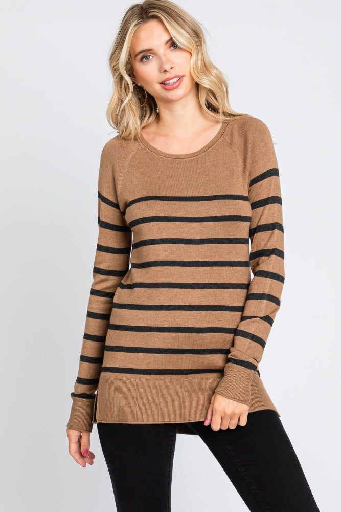 Mocha Striped Knit Long Sleeve Top sold by Pinkblush