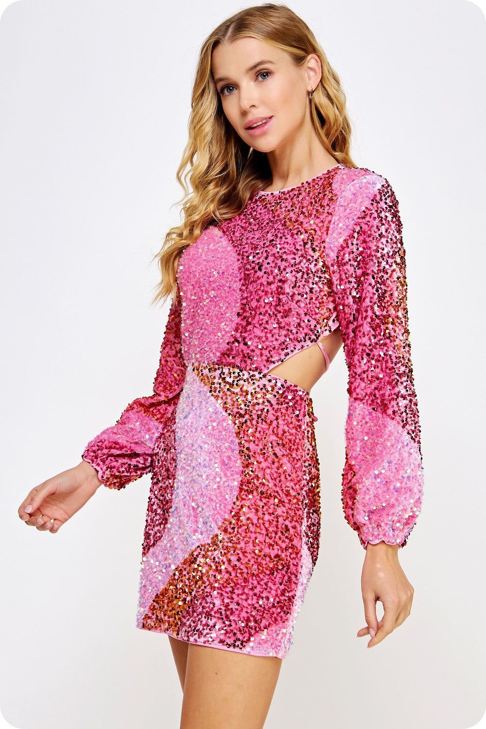 Pink Open Back Sequins Mini Dress sold by Pinkblush product image thumbnail 2