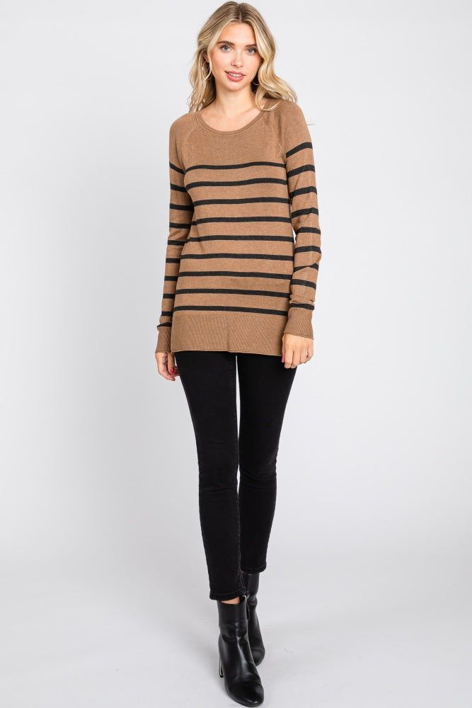 Mocha Striped Knit Long Sleeve Top sold by Pinkblush product image thumbnail 5