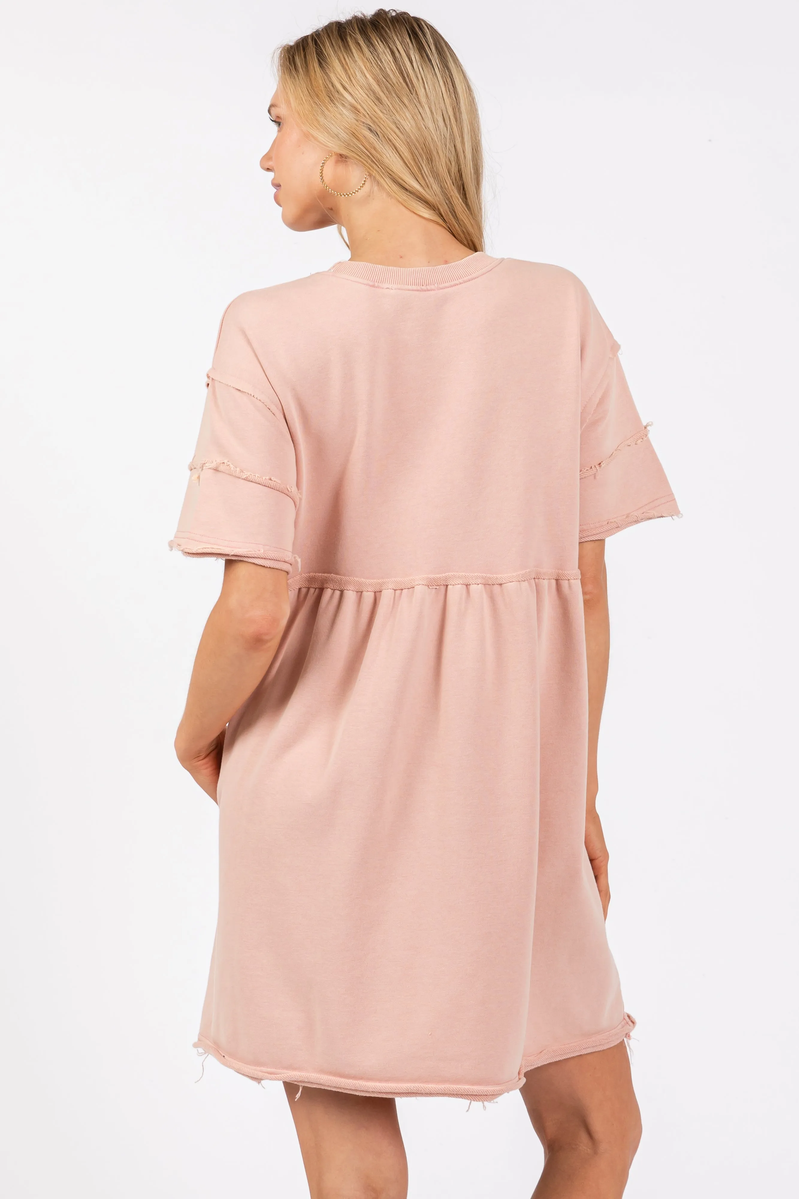 Mauve Raw Hem Short Sleeve Dress sold by Pinkblush product image thumbnail 3
