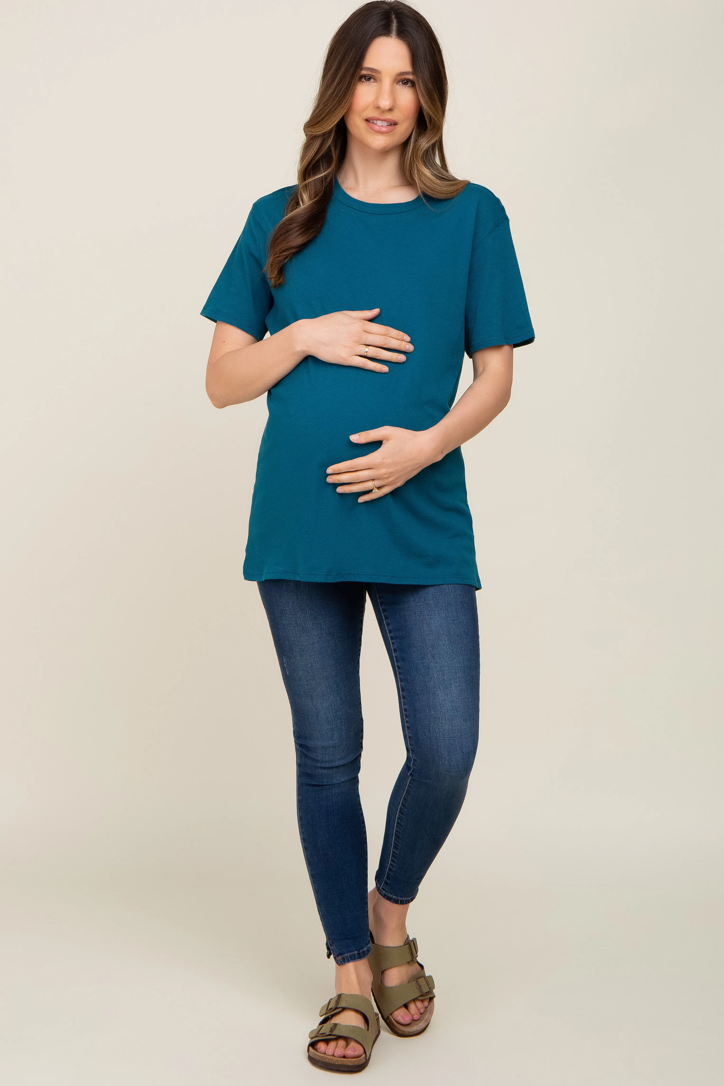 Teal Oversized Short Sleeve Maternity Top sold by Pinkblush product image thumbnail 4