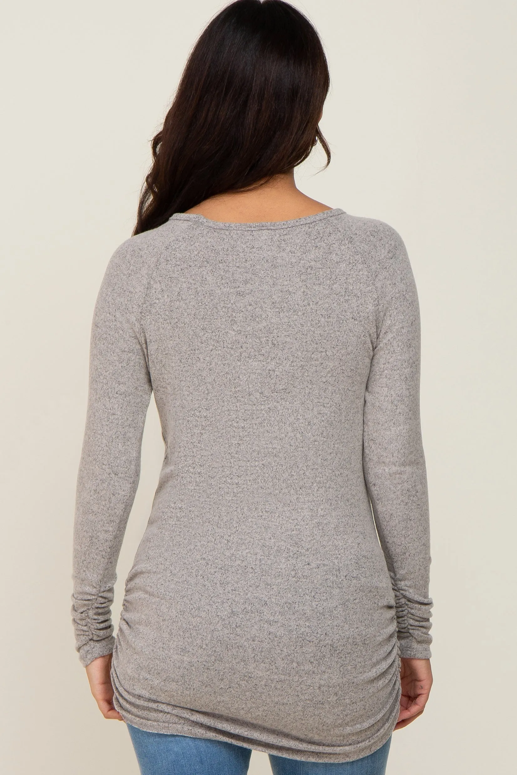 Beige Brushed Knit Ruched Maternity Top sold by Pinkblush product image thumbnail 3