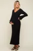 Black Ribbed Maternity Knit Maxi Dress sold by Pinkblush
