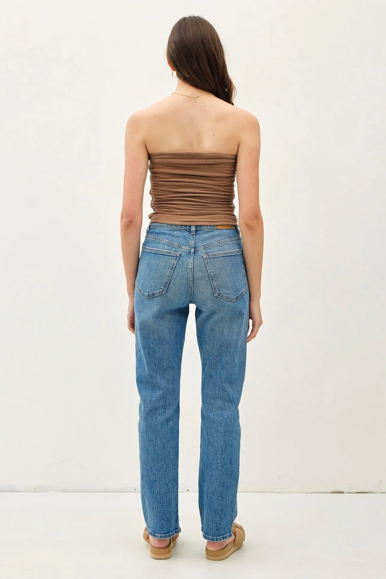 Toffee Brown Jersey Ruched Crop Tube Top sold by Pinkblush product image thumbnail 3
