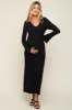 Black Ribbed Maternity Knit Maxi Dress sold by Pinkblush