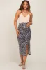 Black Floral Ruched Side Slit Maternity Midi Skirt sold by Pinkblush