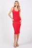 Red Sleeveless Ribbed Square Neck Maternity Midi Dress sold by Pinkblush
