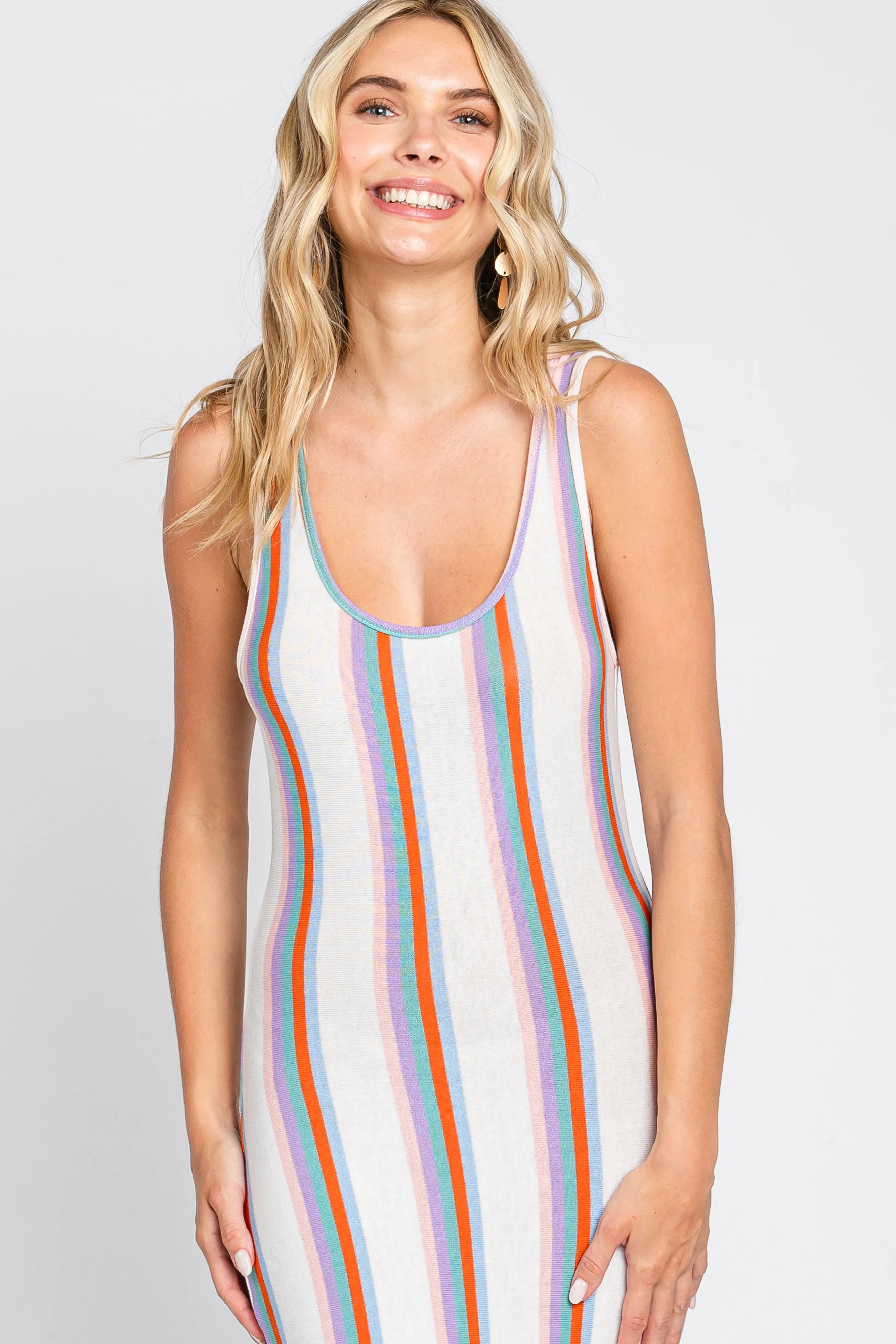 Multi Color Striped Open Back Maxi Dress sold by Pinkblush product image thumbnail 4