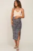 Black Floral Ruched Side Slit Maternity Midi Skirt sold by Pinkblush
