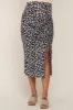 Black Floral Ruched Side Slit Maternity Midi Skirt sold by Pinkblush