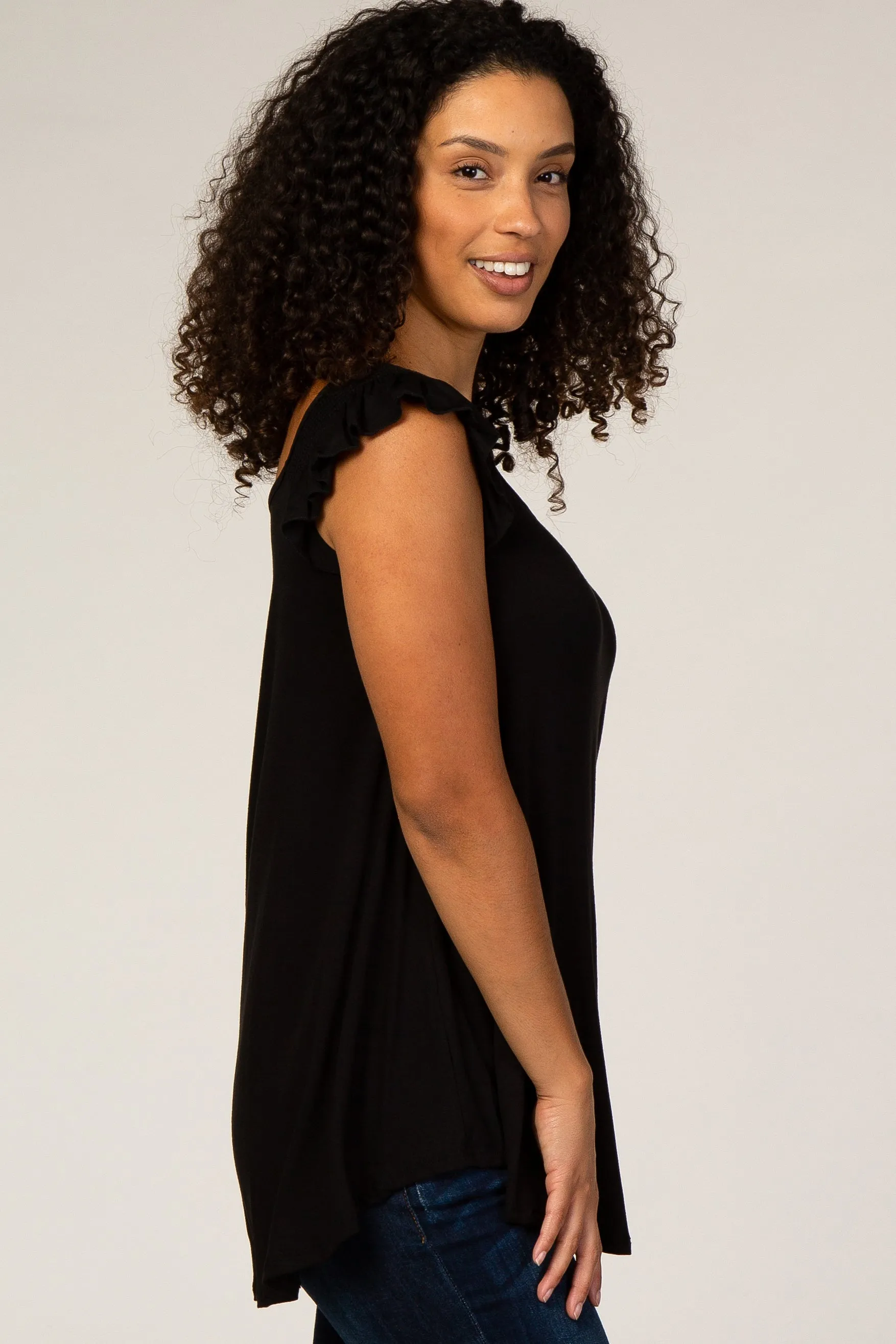 Black Flutter Sleeve Top sold by Pinkblush product image thumbnail 2