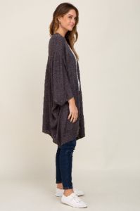 Charcoal Knit Open Front Cardigan sold by Pinkblush