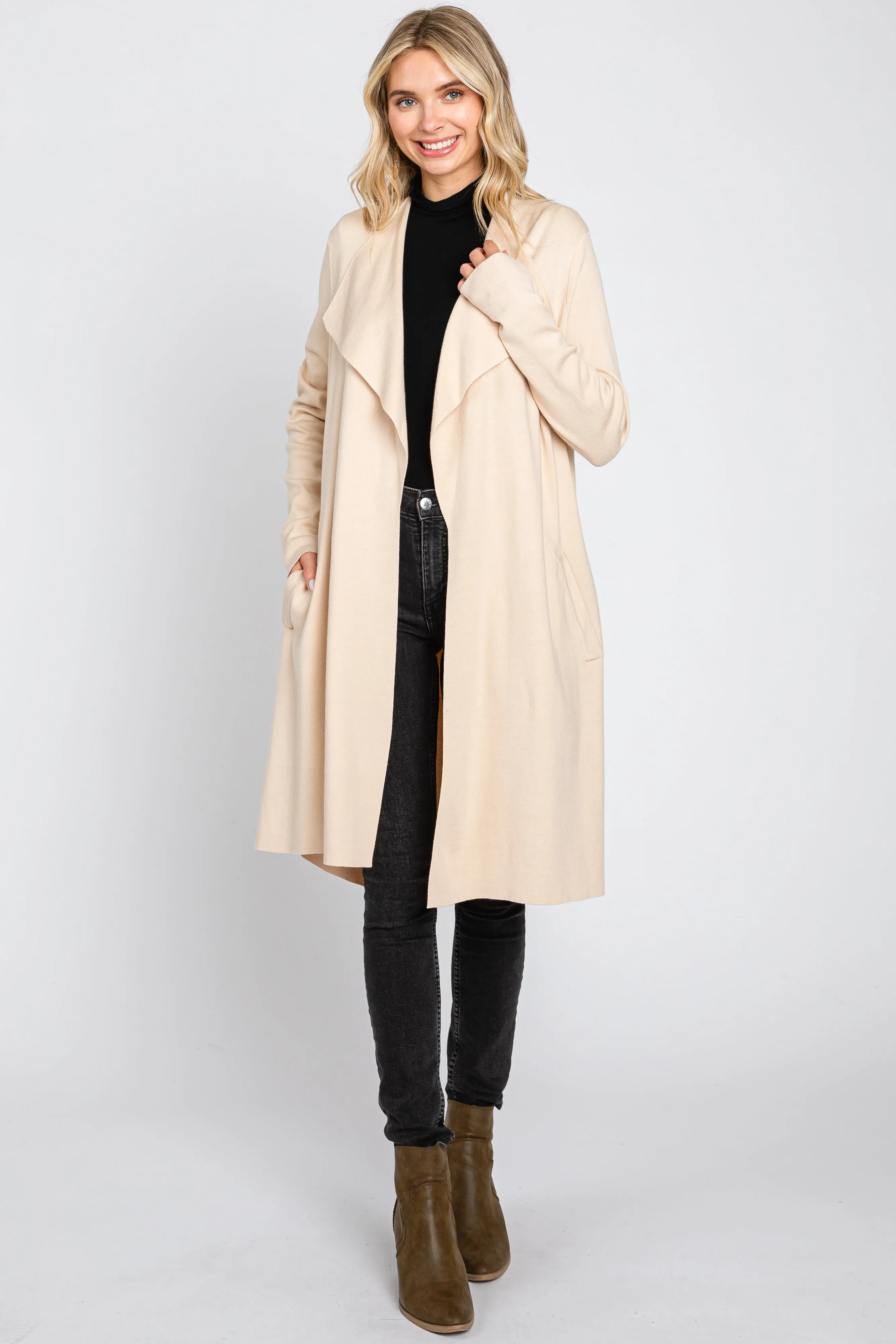 Cream Draped Cardigan sold by Pinkblush