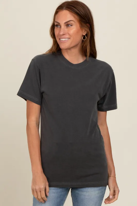 Charcoal Basic T-Shirt sold by Pinkblush
