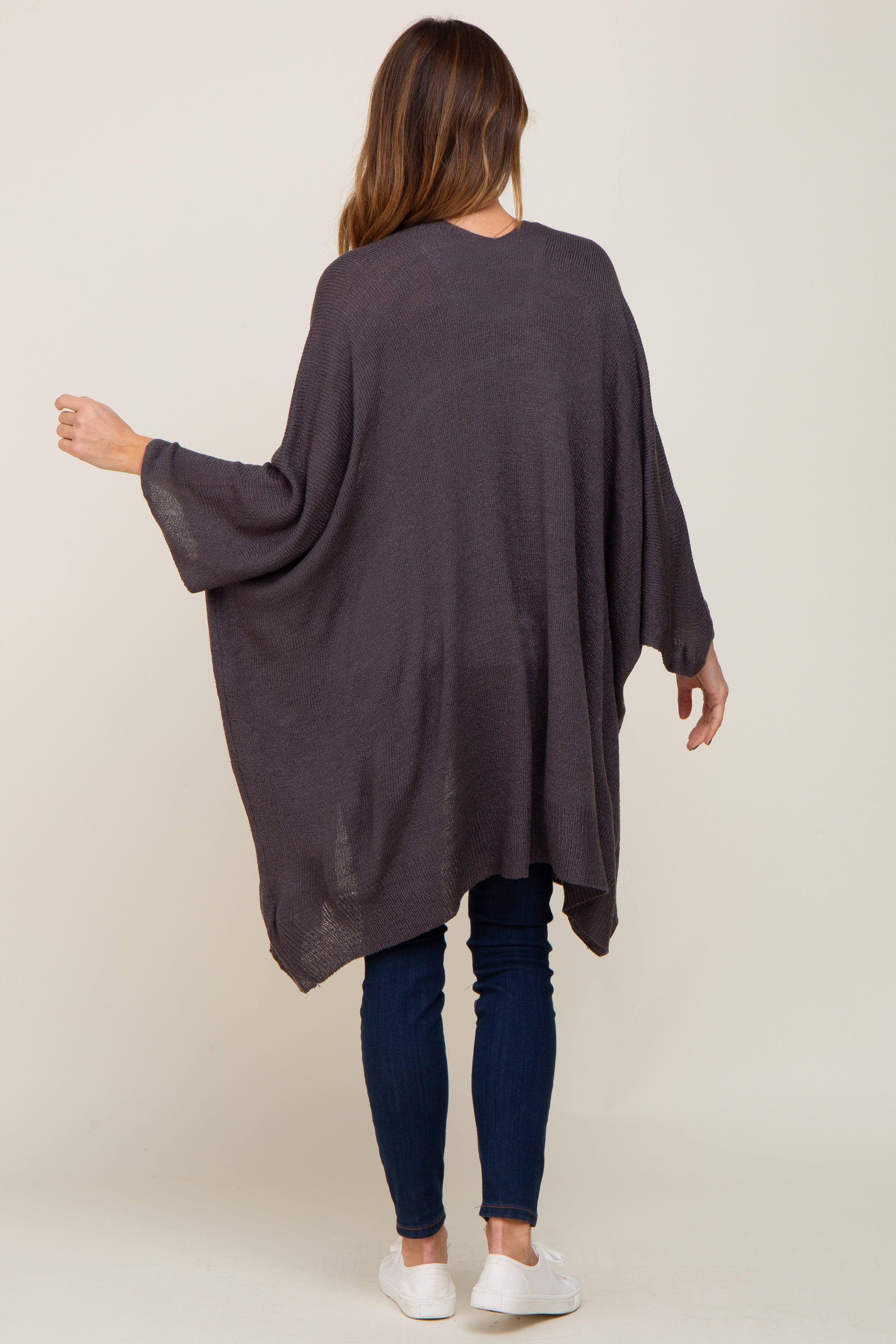 Charcoal Knit Open Front Cardigan sold by Pinkblush product image thumbnail 3