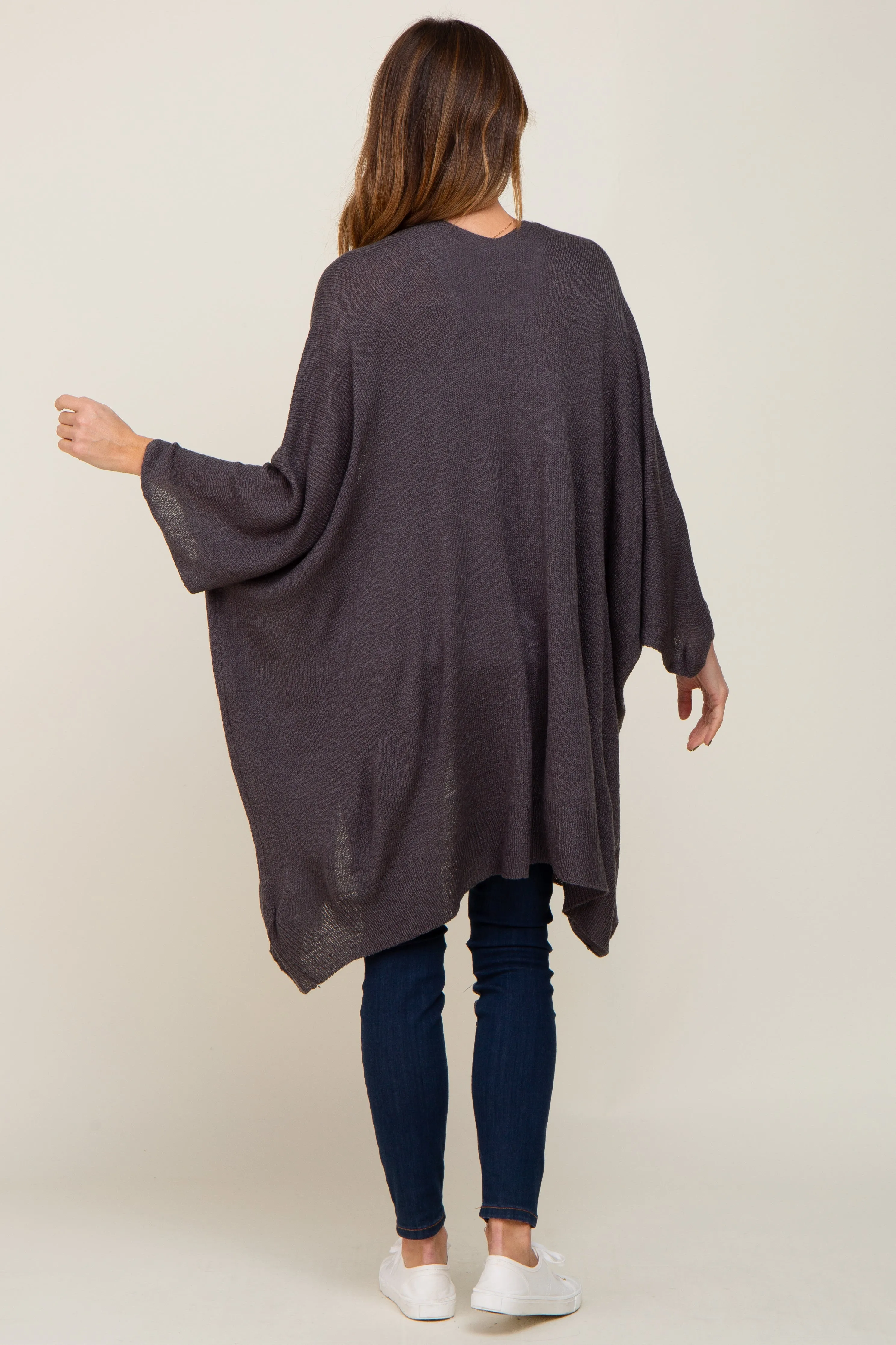 Charcoal Knit Open Front Cardigan sold by Pinkblush product image thumbnail 3