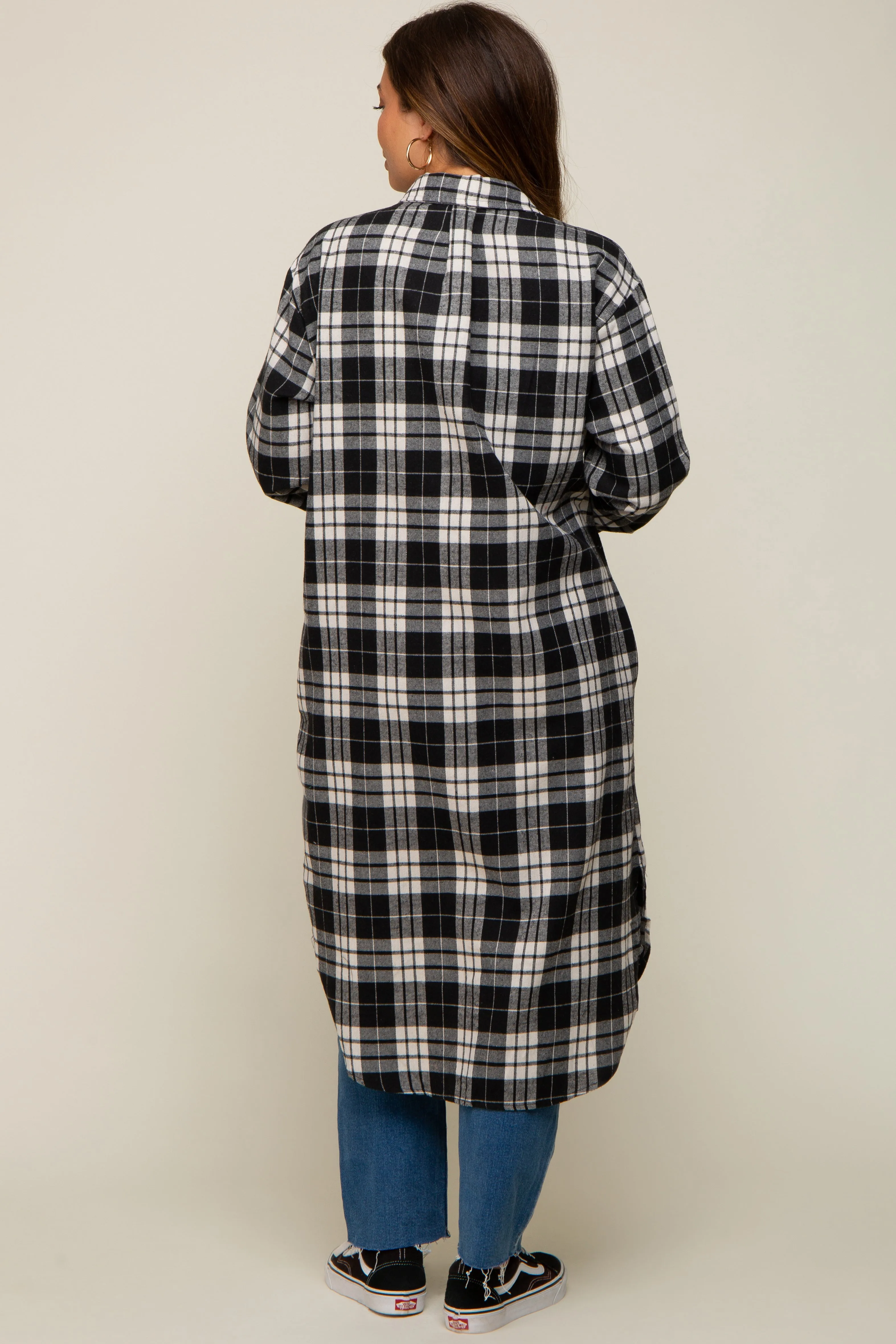 Black Plaid Maternity Oversized Shirt sold by Pinkblush product image thumbnail 3