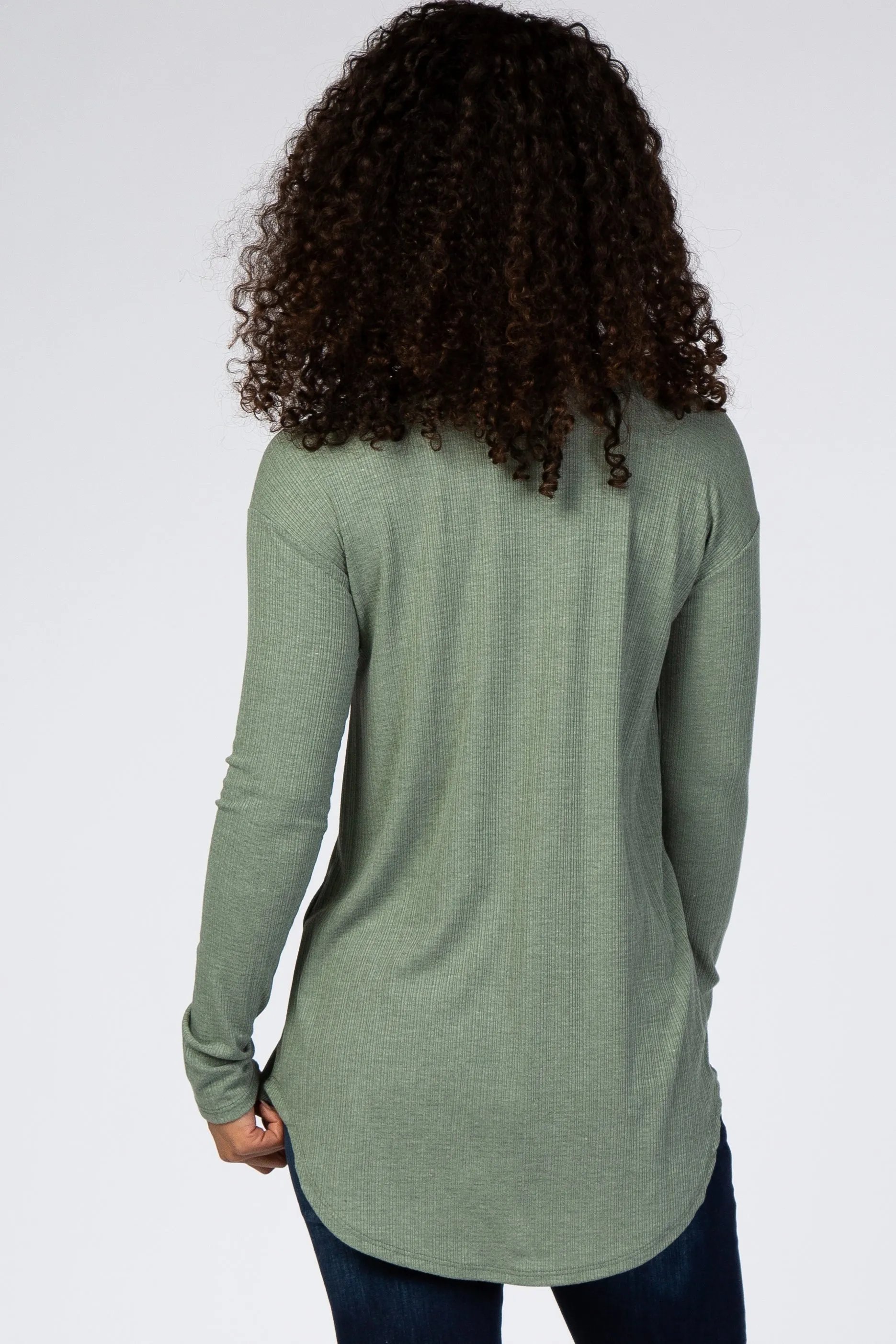 Olive Long Sleeve Ribbed Top sold by Pinkblush product image thumbnail 3