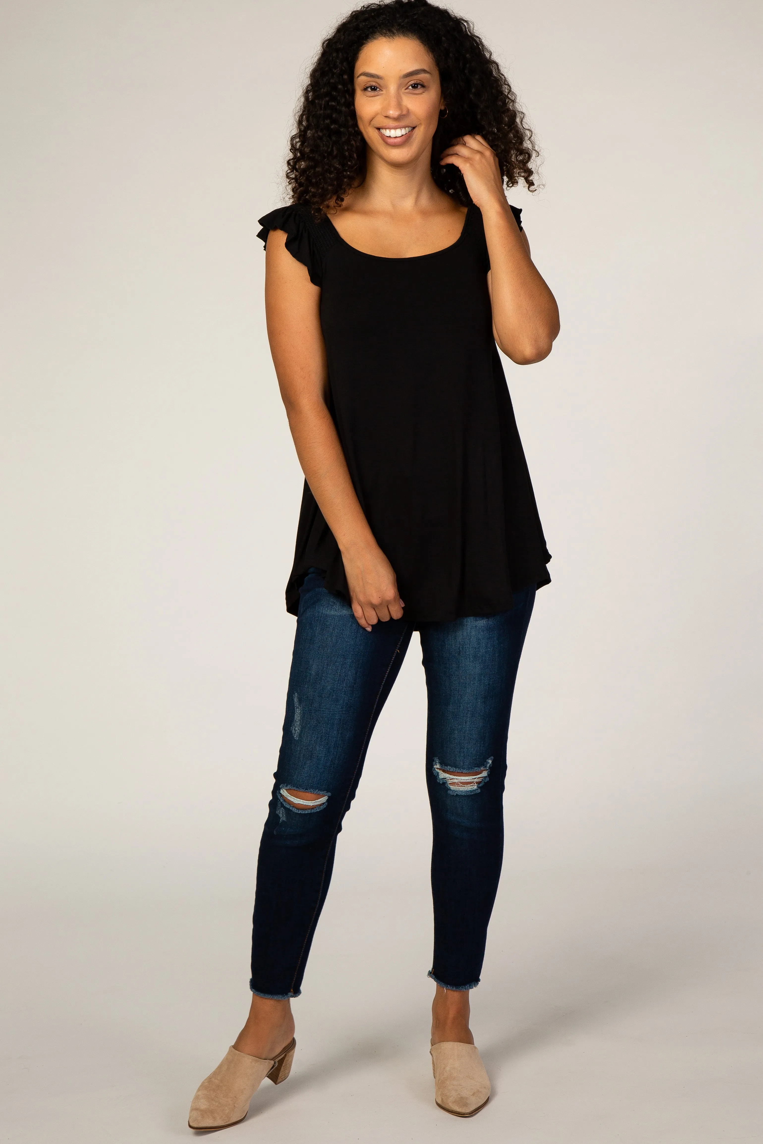 Black Flutter Sleeve Top sold by Pinkblush product image thumbnail 4