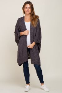 Charcoal Knit Open Front Cardigan sold by Pinkblush