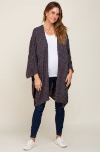 Charcoal Knit Open Front Cardigan sold by Pinkblush