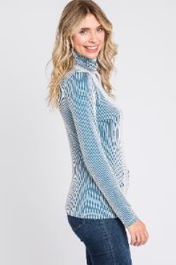 Teal Ribbed Turtleneck Top sold by Pinkblush