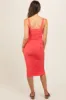 Salmon Mesh Ruched Bodycon Maternity Midi Dress sold by Pinkblush