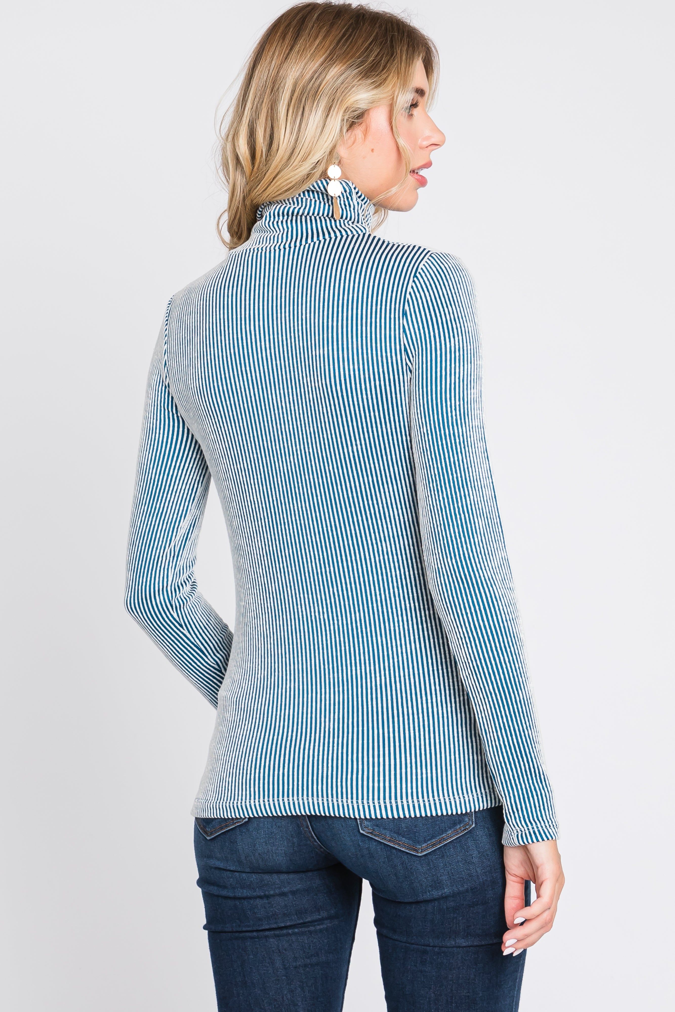 Teal Ribbed Turtleneck Top sold by Pinkblush product image thumbnail 3