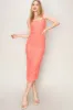Salmon Mesh Ruched Bodycon Maternity Midi Dress sold by Pinkblush
