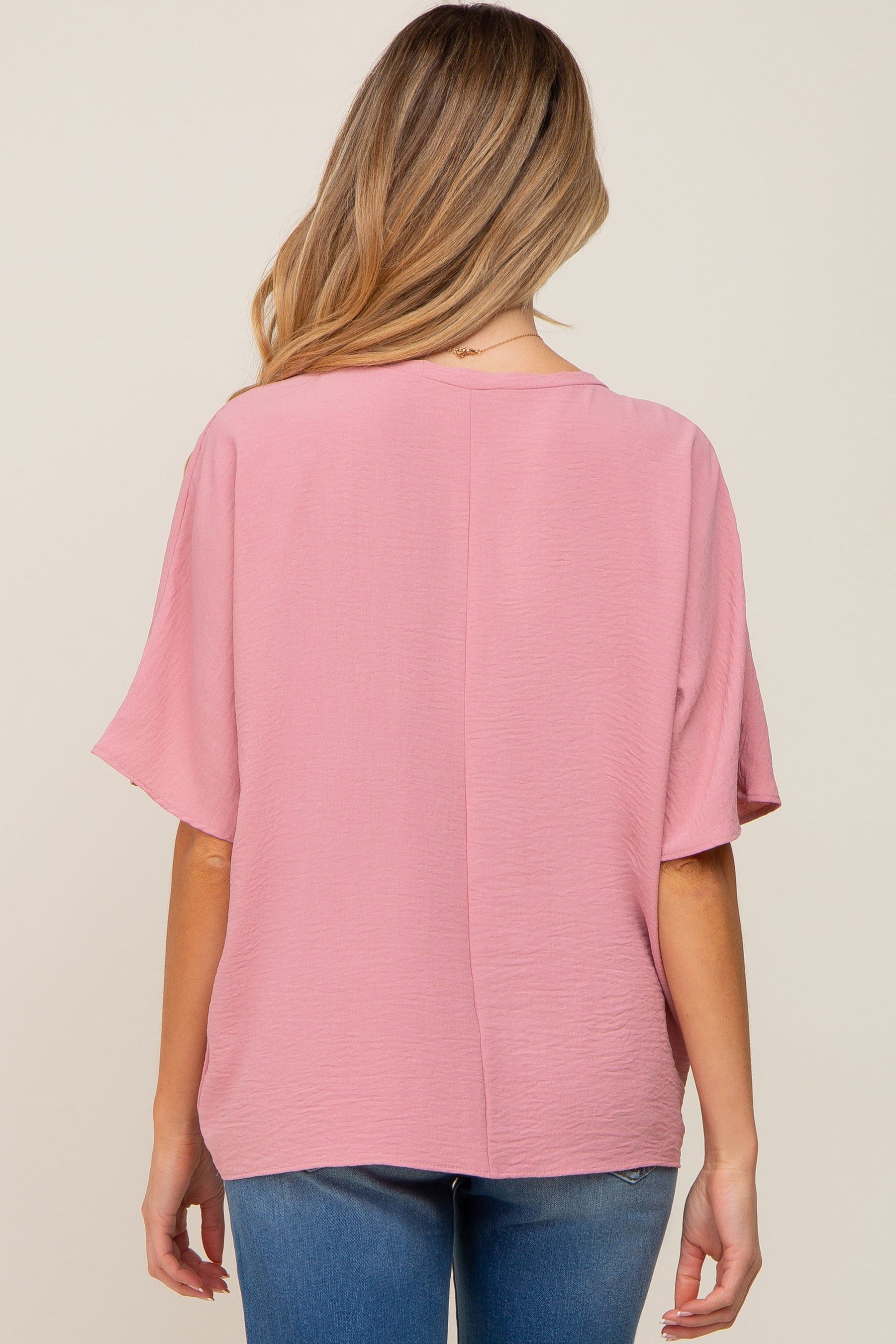 Mauve Oversized V-Neck Pocket Front Maternity Blouse sold by Pinkblush product image thumbnail 3