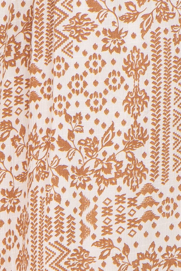 Cream Printed Sweetheart Neck Cinched Midi Dress sold by Pinkblush product image thumbnail 4