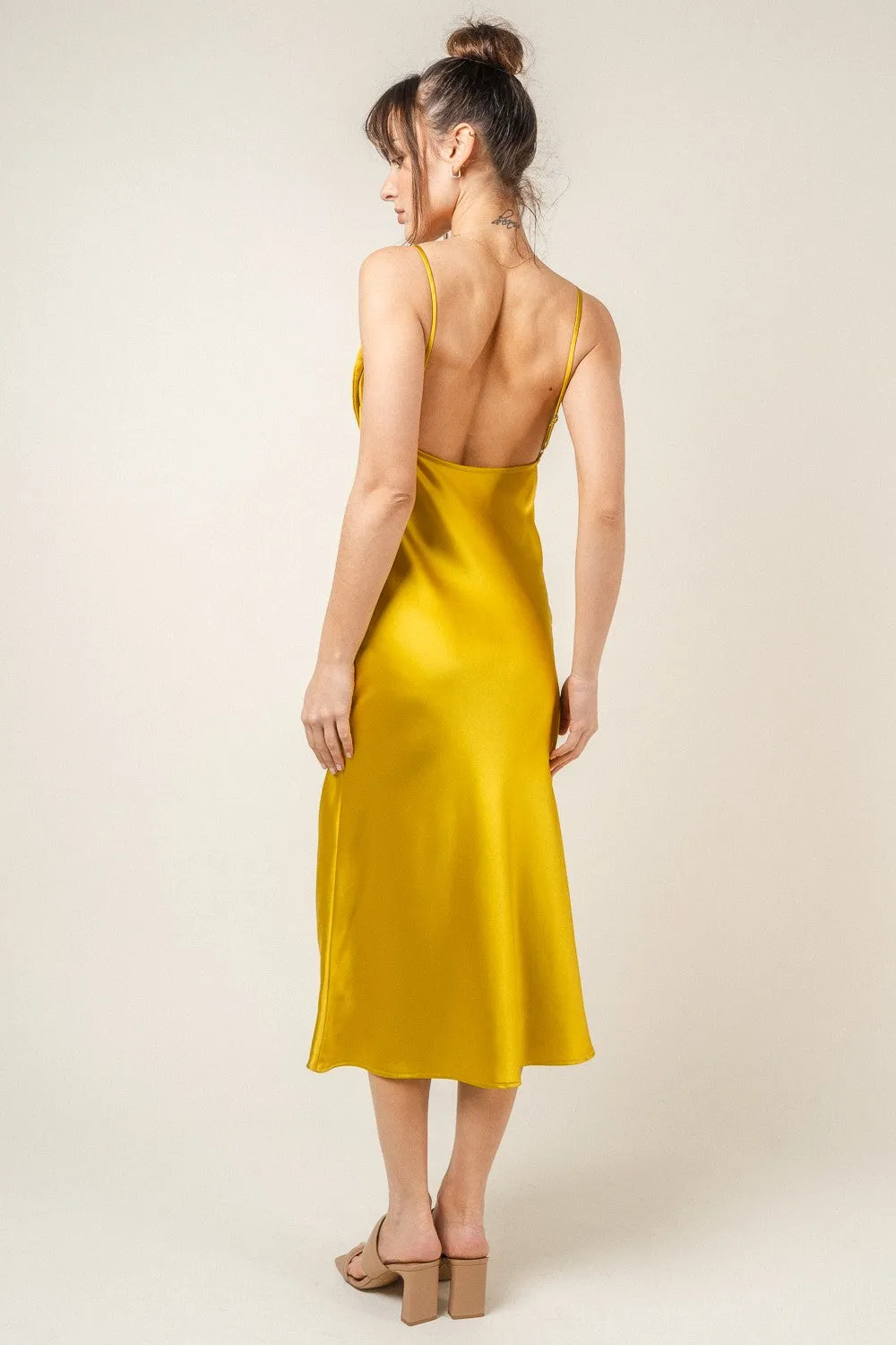 Yellow Bow Satin Slip Midi Dress sold by Pinkblush product image thumbnail 3