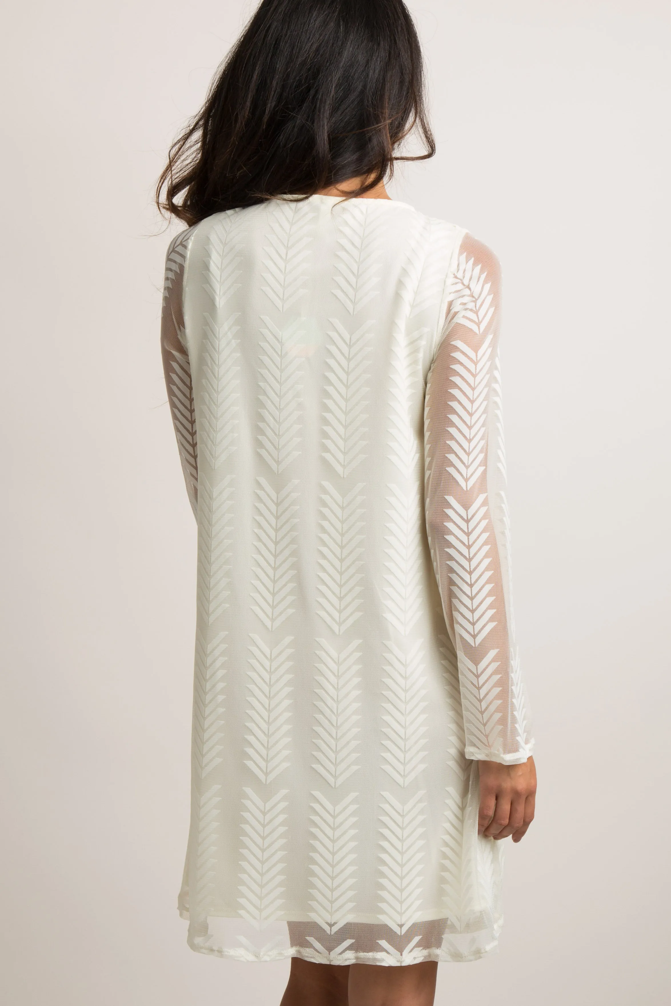 PinkBlush Ivory Chevron Mesh Overlay Dress sold by Pinkblush product image thumbnail 4