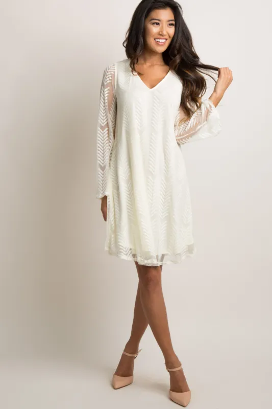 PinkBlush Ivory Chevron Mesh Overlay Dress sold by Pinkblush