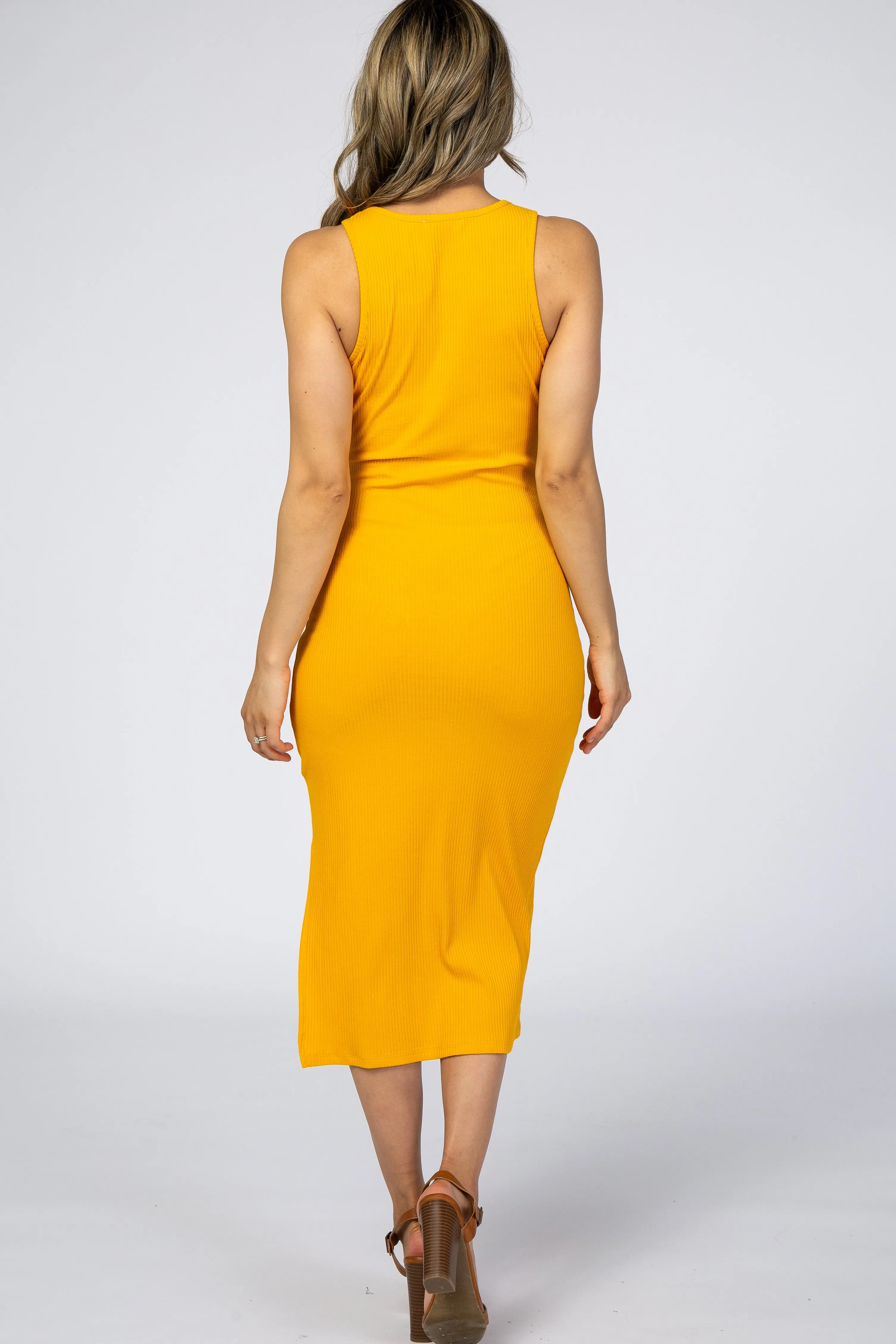 Yellow Ribbed Midi Dress sold by Pinkblush product image thumbnail 3