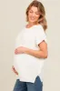 Ivory Dolman Short Sleeve Side Slit Maternity Sweater Top sold by Pinkblush