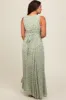 Green Floral Crochet Trim Button Down Maternity Maxi Dress sold by Pinkblush