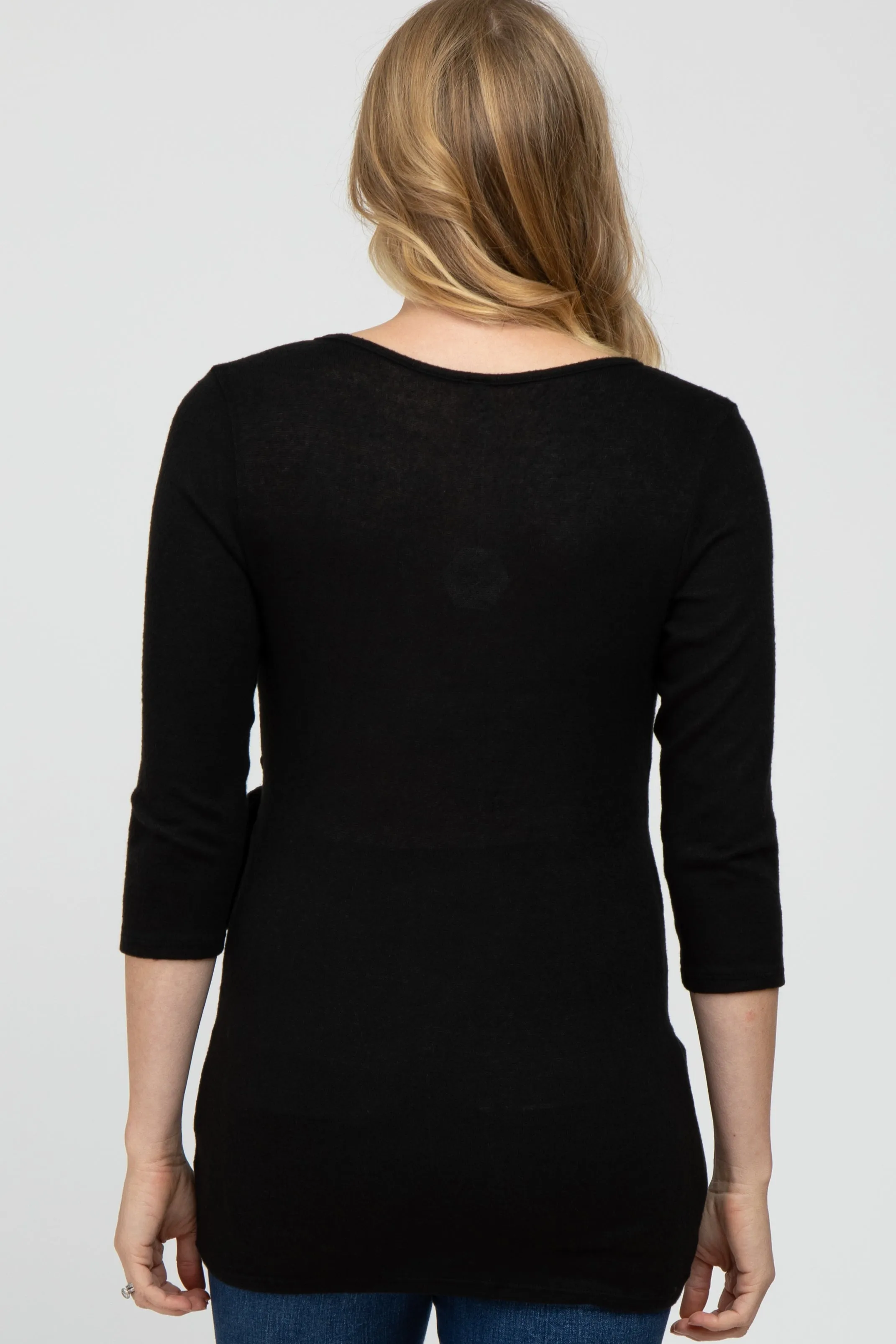 Black Brushed Knit Maternity Wrap Top sold by Pinkblush product image thumbnail 2