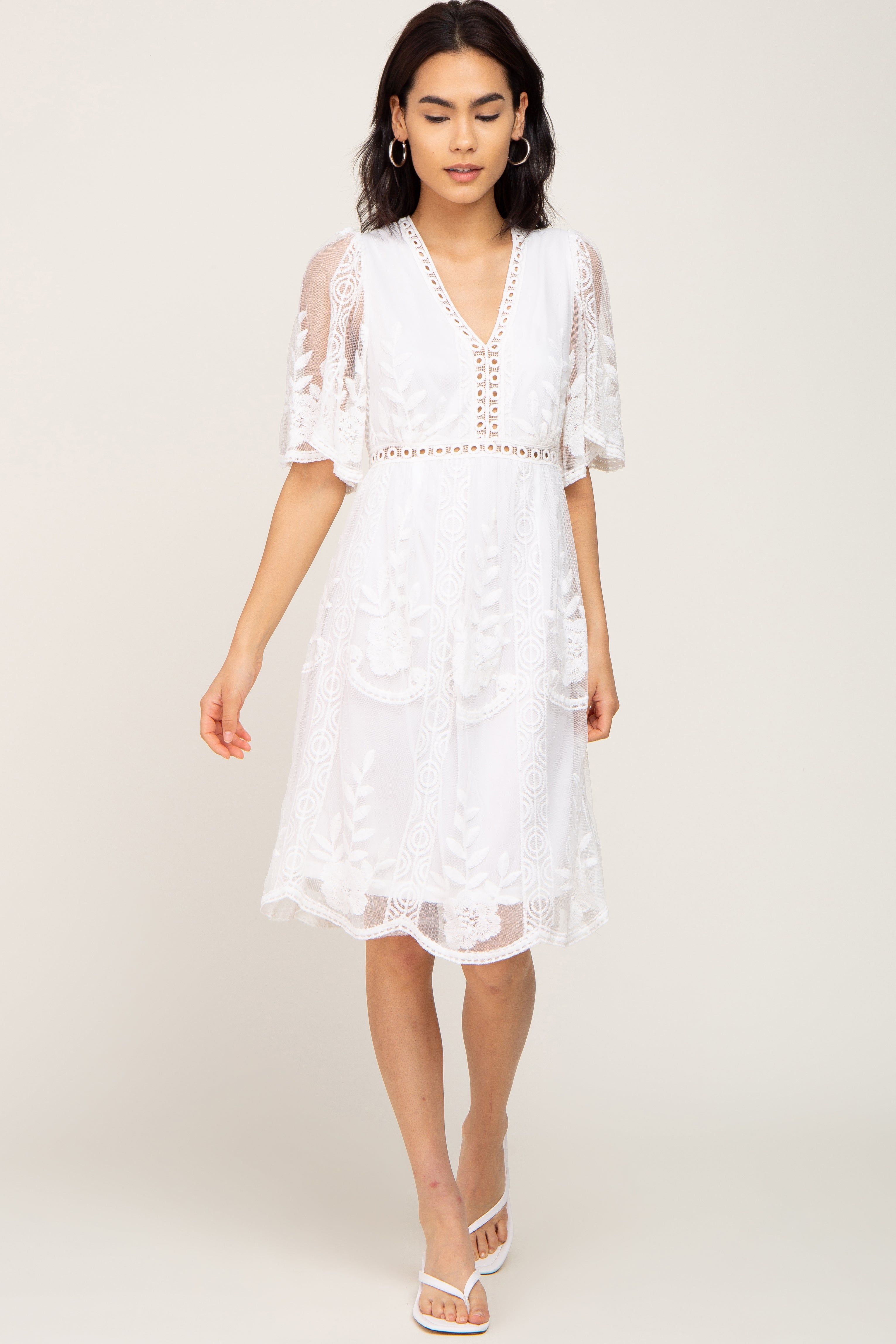 Ivory Lace Mesh Overlay Maternity Dress sold by Pinkblush product image thumbnail 5