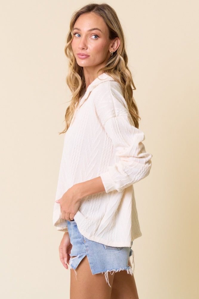 Ivory Cable Knit Long Sleeve sold by Pinkblush product image thumbnail 2