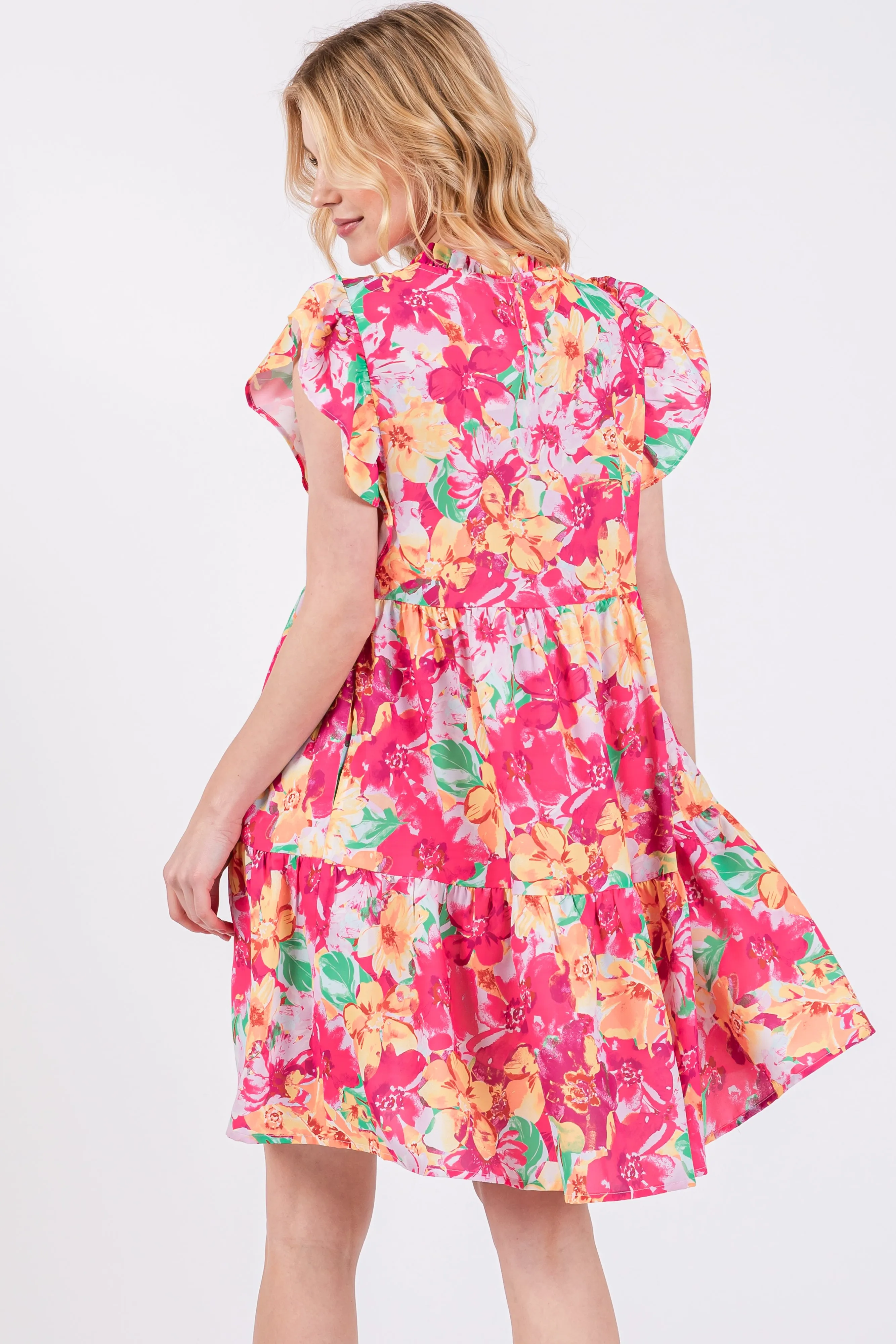Fuchsia Floral Ruffle Tiered Dress sold by Pinkblush product image thumbnail 3