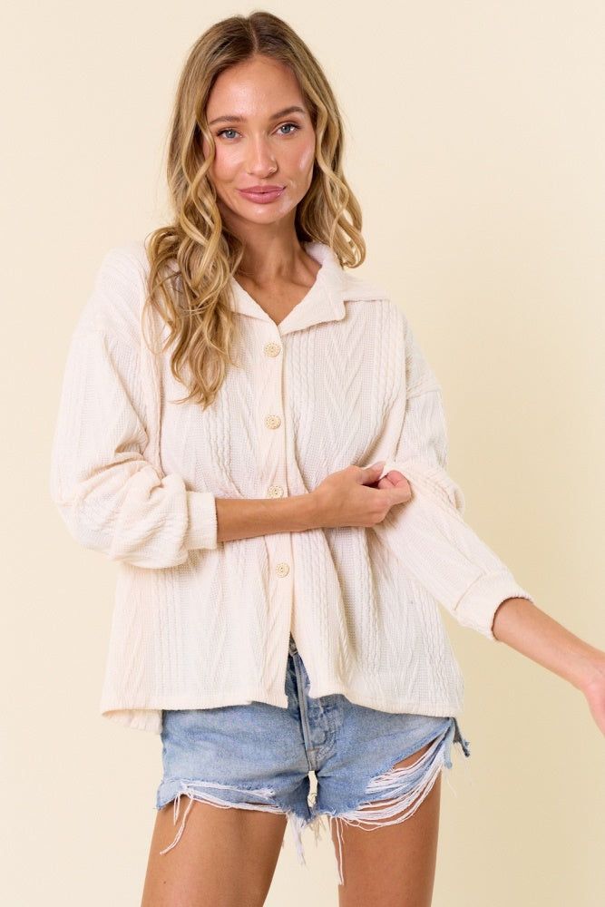 Ivory Cable Knit Long Sleeve sold by Pinkblush