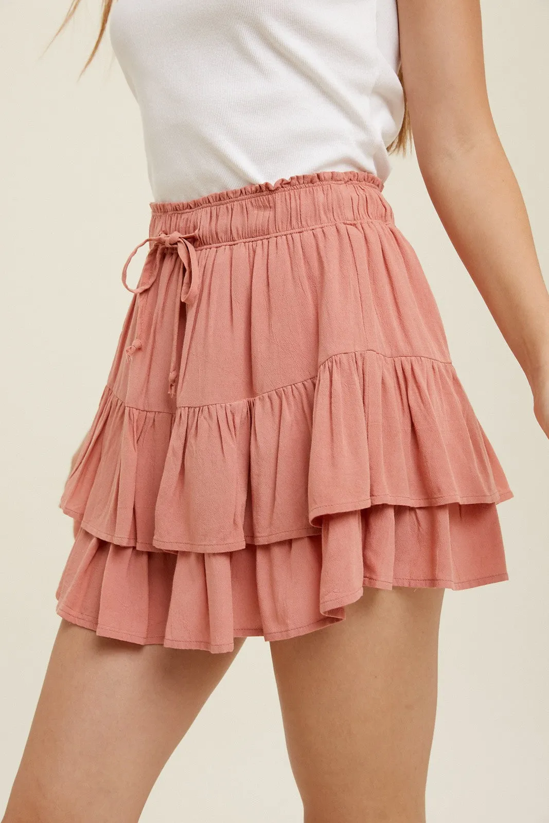 Ginger Tiered Mini Skirt With Drawstring sold by Pinkblush product image thumbnail 3