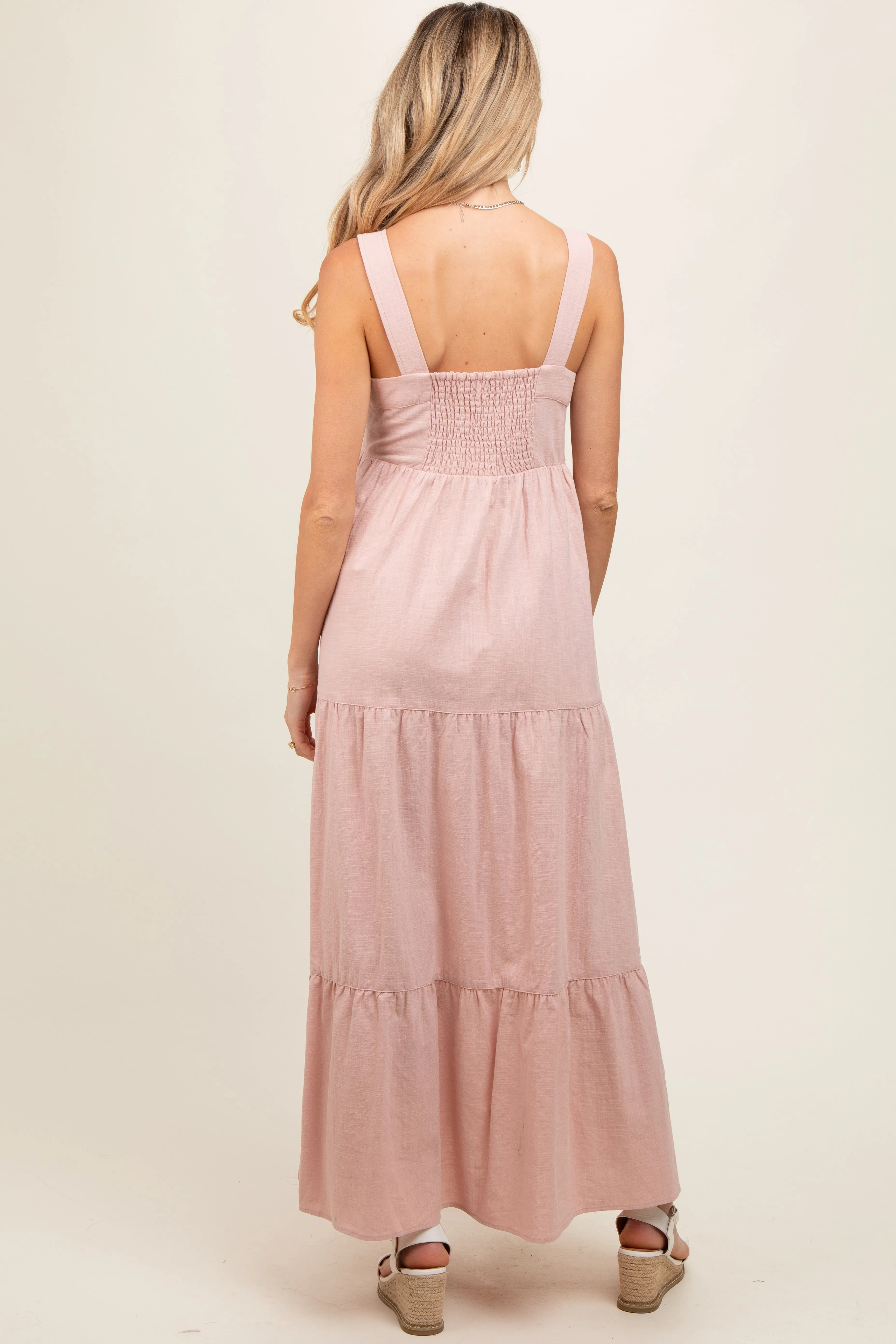 Light Pink Tiered Maternity Maxi Dress sold by Pinkblush product image thumbnail 4