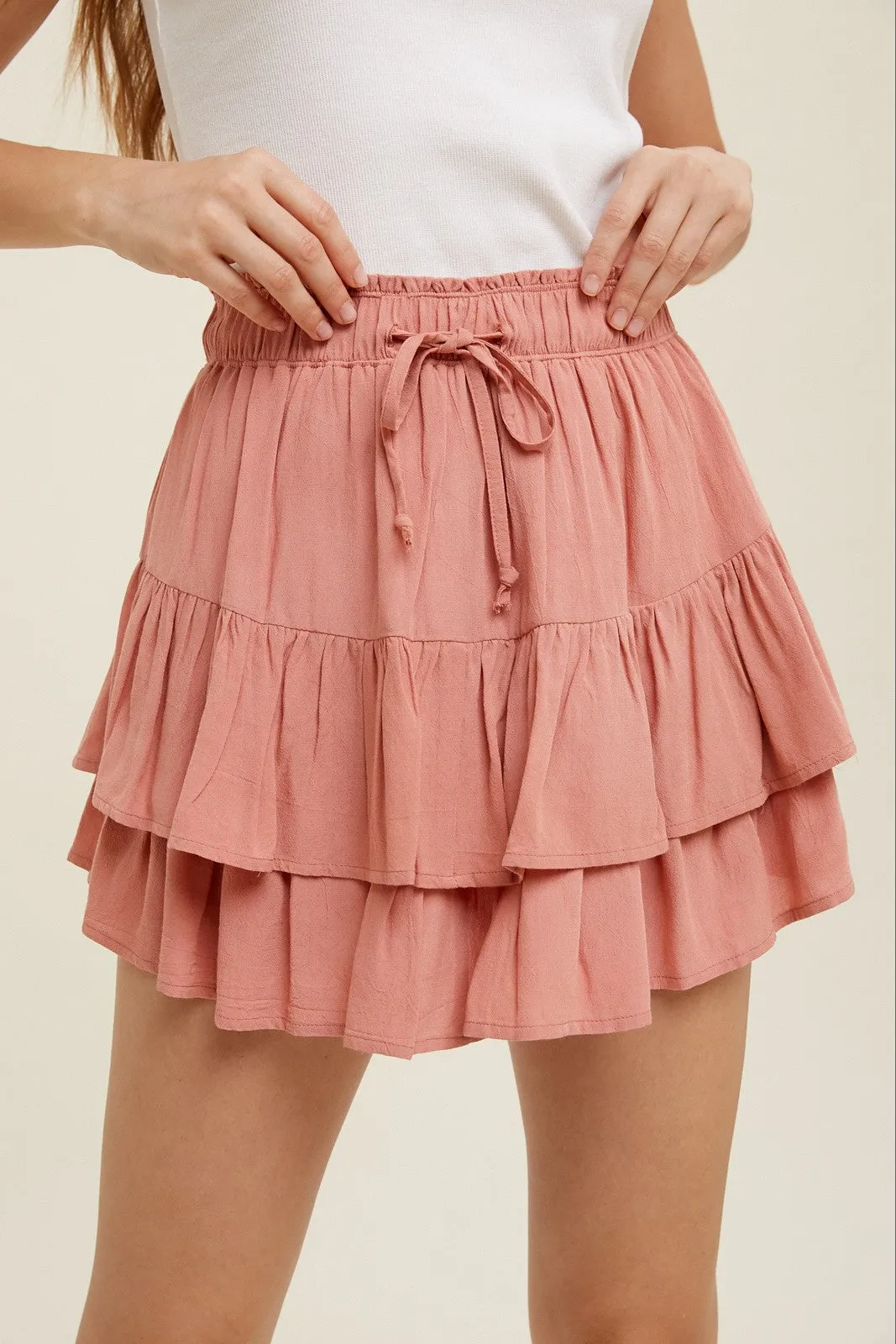 Ginger Tiered Mini Skirt With Drawstring sold by Pinkblush product image thumbnail 2
