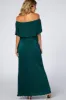 Forest Green Pleated Ruffle Off Shoulder Maternity Maxi Dress sold by Pinkblush
