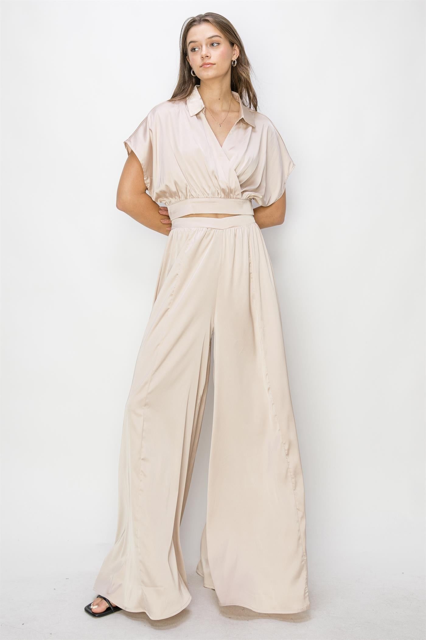 Cream Top And Pants Two-Piece Set sold by Pinkblush