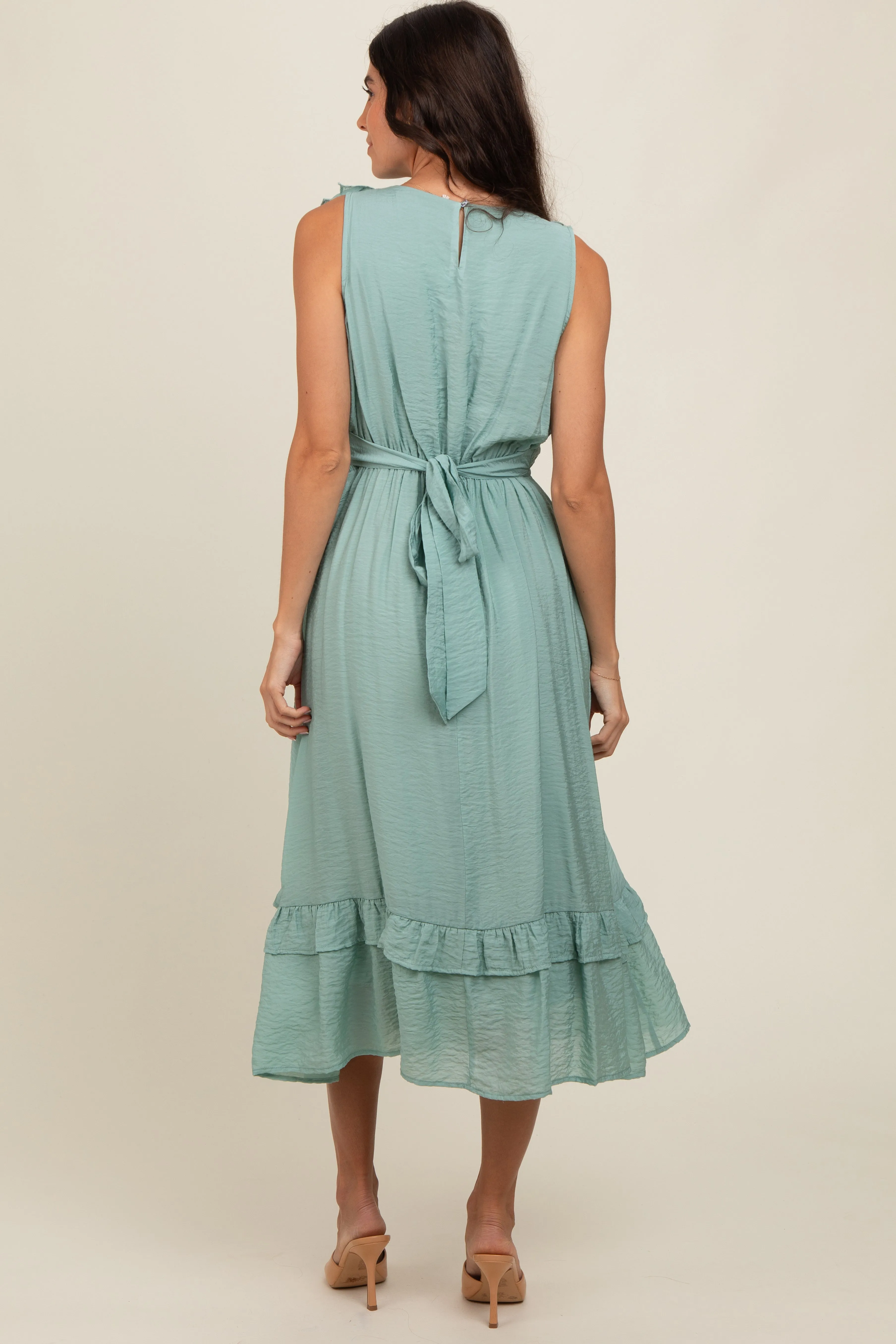 Jade Texture Ruffle Accent Midi Dress sold by Pinkblush product image thumbnail 4