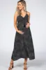 Black Dot Print V-Neck Maternity Midi Dress sold by Pinkblush
